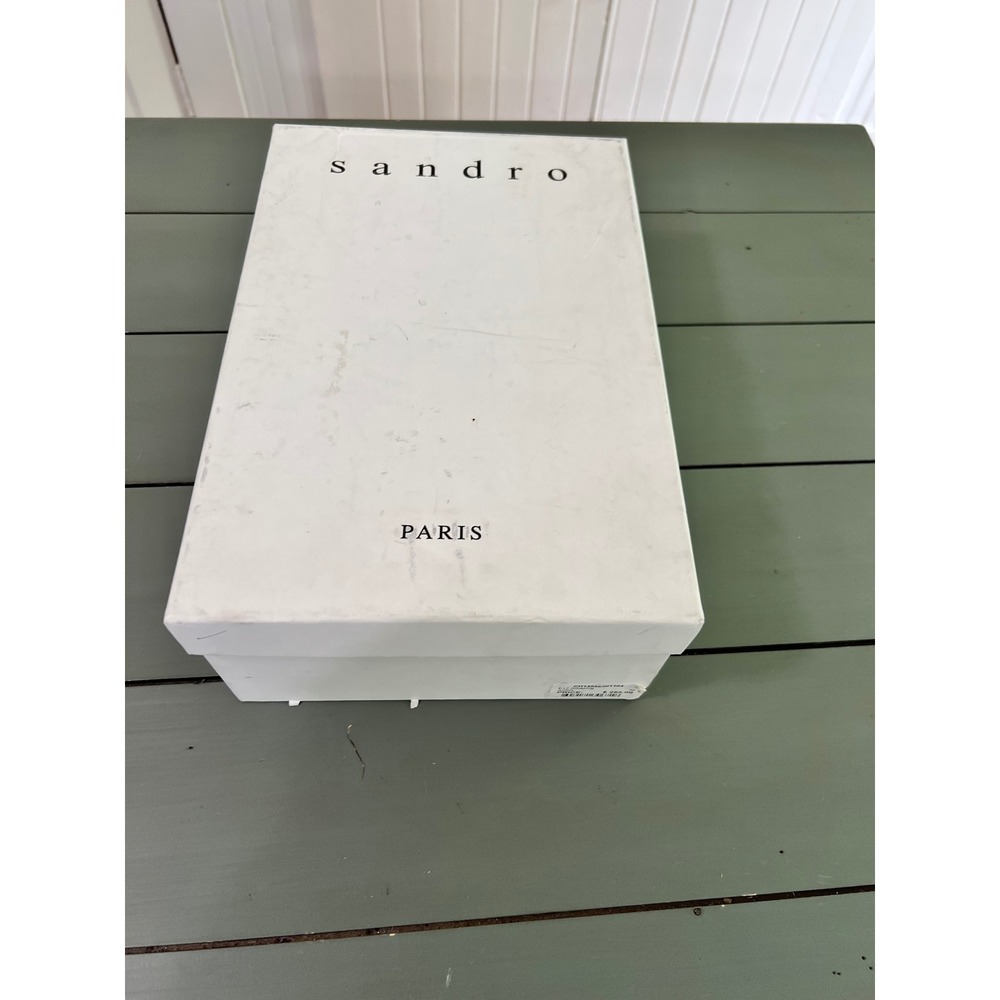 New in Box SANDRO Paris Women's Sneakers Suede Leather Mocha Cream Size 39 - Picture 10 of 14